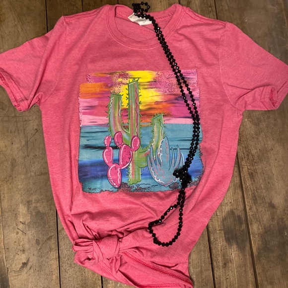 Cactus Tee- Hand Painted Design - Picture 4 of 4